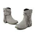 thumbnail image 6 of Viluyesy Womens Mid Calf Boots, Chunky Heels Trendy Tassel Round Toe Fall Winter Western Suede Boots Gray, 6 of 8