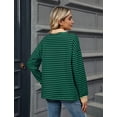 thumbnail image 6 of OBEEII Women V Neck Long Sleeve Sweatshirts Oversized Shirts Plus Size Pullover Tops Chic Green Blue Striped Going Out Causal Lounge Wear, 6 of 8