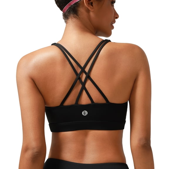 RUNNING GIRL Women’s Medium Support Sports Bra Cross Back Workout Bra with Removable Pads