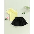 thumbnail image 2 of Arvbitana Toddler Girls Summer Dress Set Little Girl Short Sleeve Patchwork Camisole Tops + Elastic Mini Pleated Skirt Baby Kids 2-Piece Outfits 4T-7T, 2 of 9