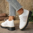 thumbnail image 3 of Knit Oxford Shoes for Women Lace up Breathable Mesh Solid Color Classic Lug Sole Low Heel Elastic Slip on Dress Shoes White Size 8.5, 3 of 7