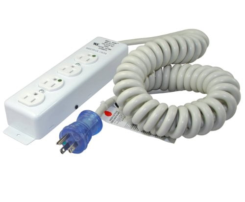 Conntek 55220-CC Up to 12-Feet 14/3 Hospital Grade Coiled Cord with Medical 4 Outlets Power Strip for Model UL1363A