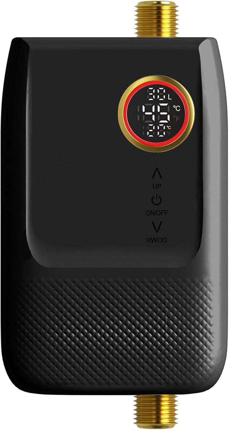 Tankless Water Heater Electric, Instant Hot Water Heater Under Sink with Remote, 3000W 110V On Demand Mini Water Heater for RV Kitchen Bathroom (Black)