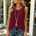 thumbnail image 5 of HongQid Women's Linen Sleeveless Tank Top Scoop Neck Cotton Blend Textured Woven Loose Split Hem Spring Summer Clothes Ladies Trendy Casual Layering Camisole, 5 of 10