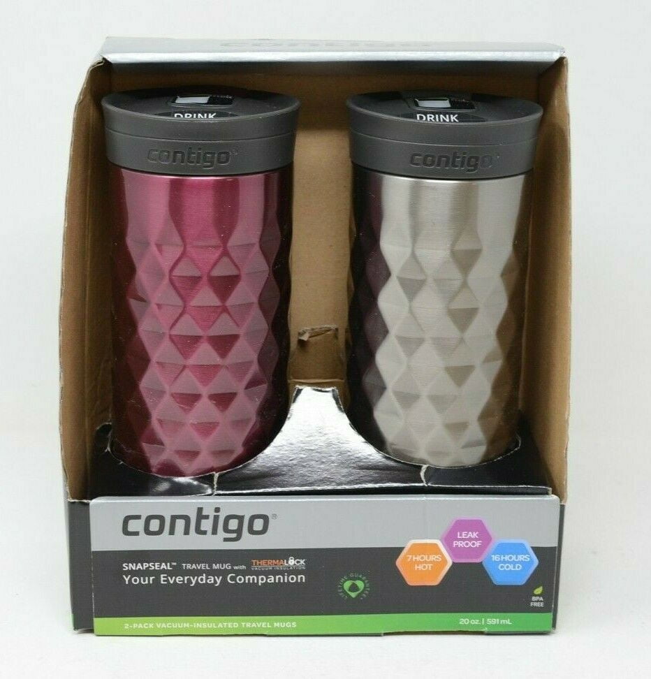 Contigo Snapseal VacuumInsulated Travel Mugs Set of 2 BPA Free