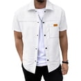 thumbnail image 2 of Western Shirts for Men Short Sleeve Waffle Pearl Snap Shirts for Men Button Up Shirt Cowboy Casual Work Shirt Size 3XL White, 2 of 6
