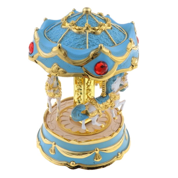 Carrusel Musical Classic Toy Zulema Caja de música Decoraciones para el hogar Cumpleaños azul