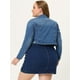 thumbnail image 4 of Women Plus Size Button Closed Cropped Denim Jacket Denim Blue 3X, 4 of 5
