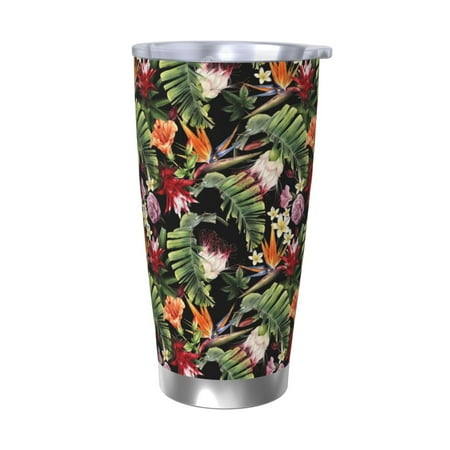 

Tideii Watercolor Tropical Flowers for 20OZ Car Cup Stainless Steel Cold and Hot Cup with Lid Suitable for Outdoor and Home Unisex-Without Straw