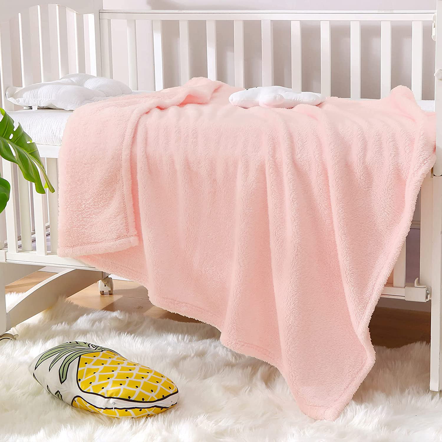 Newborn Soft Baby Blanket Crib Pram Cot Boys Girls Infant Cotton Fleece Fur Back 
