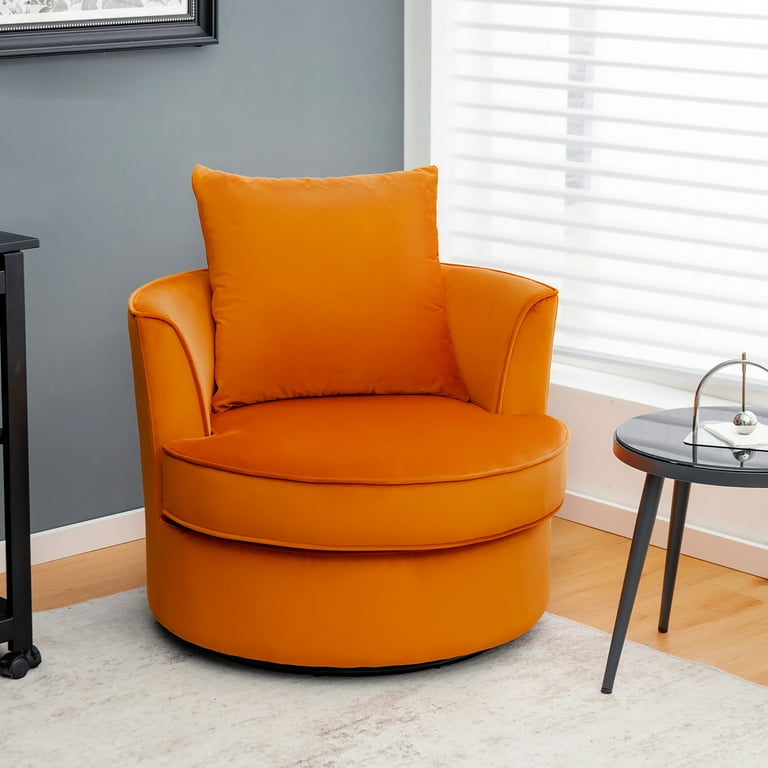 Orange swivel barrel chair sales
