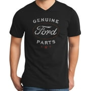 Mens Genuine Ford Parts V-neck Tee Shirt, Black, 4XL