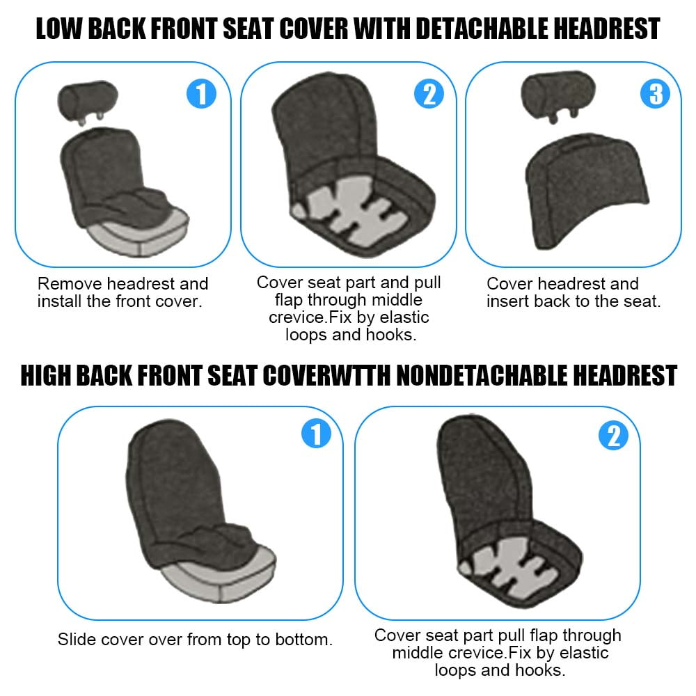 XiongXiong 9 Pcs Faux Leather Car Seat Covers Full Set, Front & Rear Bench Waterproof Seat Cover for SUV,Sedan,Van, Airbag Compatible, Classic Black