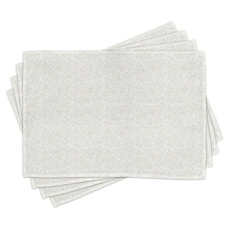 

Ivory Placemats Set of 4 Medieval Victorian Petals Baroque Soft Toned Blooms Swirls Flourish Spring Pattern Washable Fabric Place Mats for Dining Room Kitchen Table Decor Beige White by Ambesonne
