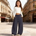thumbnail image 2 of CONROSES Girls Baggy Sweatpants Wide Leg Sweat Pants for Girls Trendy Solid Y2K Elastic Waist Drawstring Streetwear Jogger Pants With Pockets, 2 of 4
