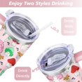 thumbnail image 5 of 40oz Cute Colorful Botanical Mushroom Stainless Steel Flip Straw Tumbler Spill Proof Travel Cup Double Wall Vacuum Insulated Coffee Mug with Top Handle, 5 of 6