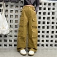 thumbnail image 2 of Otqutp Girl's Elastic High Waist Cargo Pants Y2k Wide Leg Sweatpants Loose Baggy Pants Teen Girl School Trendy Plus Size Clothes, 2 of 9