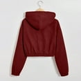 thumbnail image 7 of Wensltd Women Winter Solid Color Fleece Lined Cotton Coat Long Sleeve Short Hooded Jacket Outerwear Top, 7 of 7