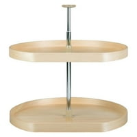 Lazy Daisy 20 Inch Banded Wood D-Shaped 2 Shelf Lazy Susan with Hardware by Oharco Distributors Inc