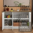 thumbnail image 4 of Madesa Home Bar Buffet Storage Cabinet with 3 Doors – Wooden Organization Unit for Kitchen, Dining Room, Ideal for Storing Glassware, Drinks, and Utensils – White, 4 of 8