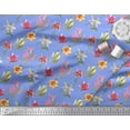 thumbnail image 2 of Soimoi Blue Cotton Duck Fabric Lily & Lotus Floral Print Sewing Fabric Yard 42 Inch Wide, 2 of 3