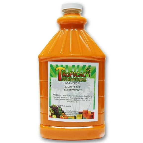 Tropical Sensations Mango Granita Slushie Mix – 64 oz Bottle – Non-Alcoholic Frozen Drink Mix for Slush Machines