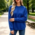 thumbnail image 5 of Women's Waffle Knit Sweatshirt Crew Neck Long Sleeve Drop Shoulder Casual Pullover Top, 5 of 7