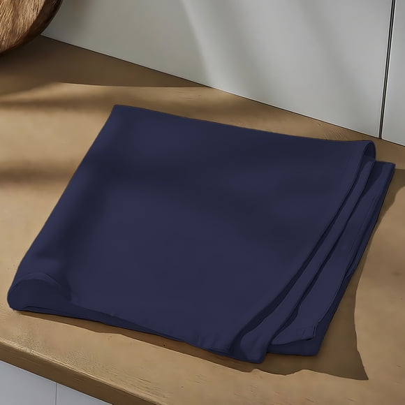 Drap Plat Simple en Percale 100 % Coton Frais et Net Pleine Grandeur Bleu Marine par Color Sense