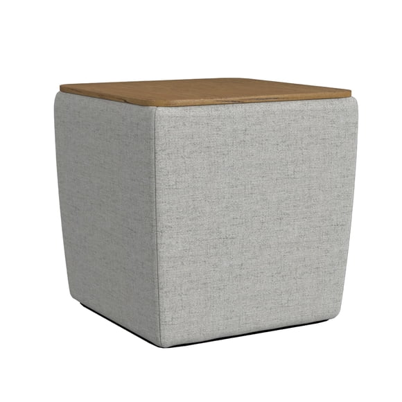 Otomana de almacenamiento Benzara Mody de madera, 48 cm, con parte superior elevable, gris