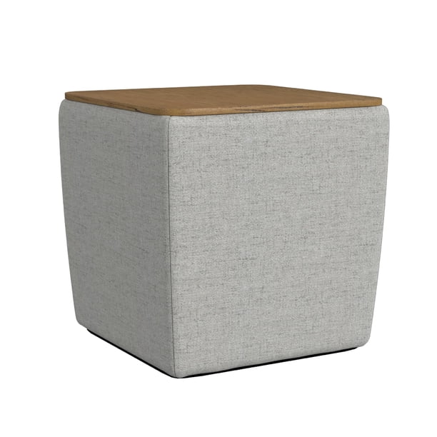 Otomana de almacenamiento Benzara Mody de madera, 48 cm, con parte superior elevable, gris