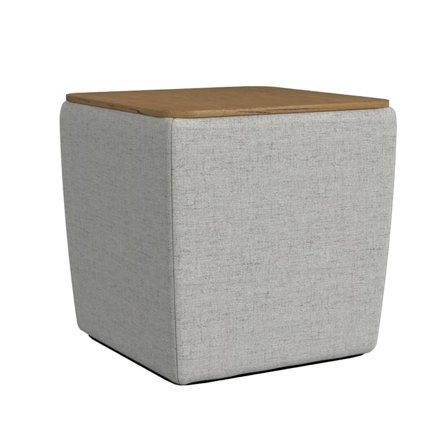 Otomana de almacenamiento Benzara Mody de madera, 48 cm, con parte superior elevable, gris