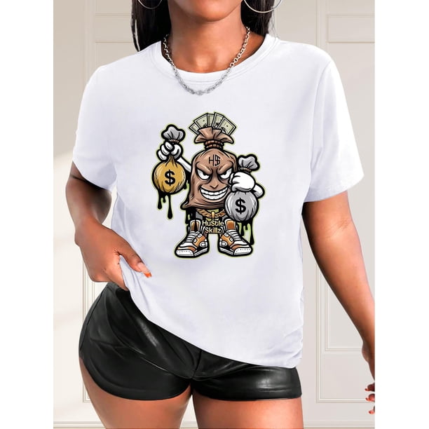 Camiseta de Verano para Mujer Suave Cuello RedondoFunny Graphic Short Sleeves Sports Tee, Round Neck Causal T-shirt, Women's ActivewearFather's Day, Mother's Day, New Year, Spring Festival, Valentin