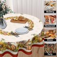 thumbnail image 3 of Autumn Harvest Round Tablecloth 60 Inch Fall Thanksgiving Pumpkins Sunflowers Table Cloth Rustic Farmhouse Polyester Table Cover for Kitchen Dining Room Indoor Outdoor Home Decor, 3 of 6