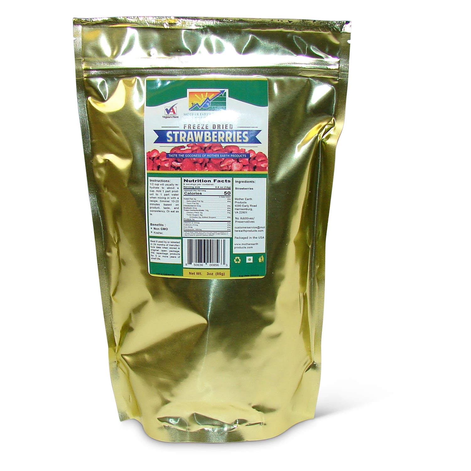 Mother Earth Freeze Dried Strawberries, Sliced, 3 oz