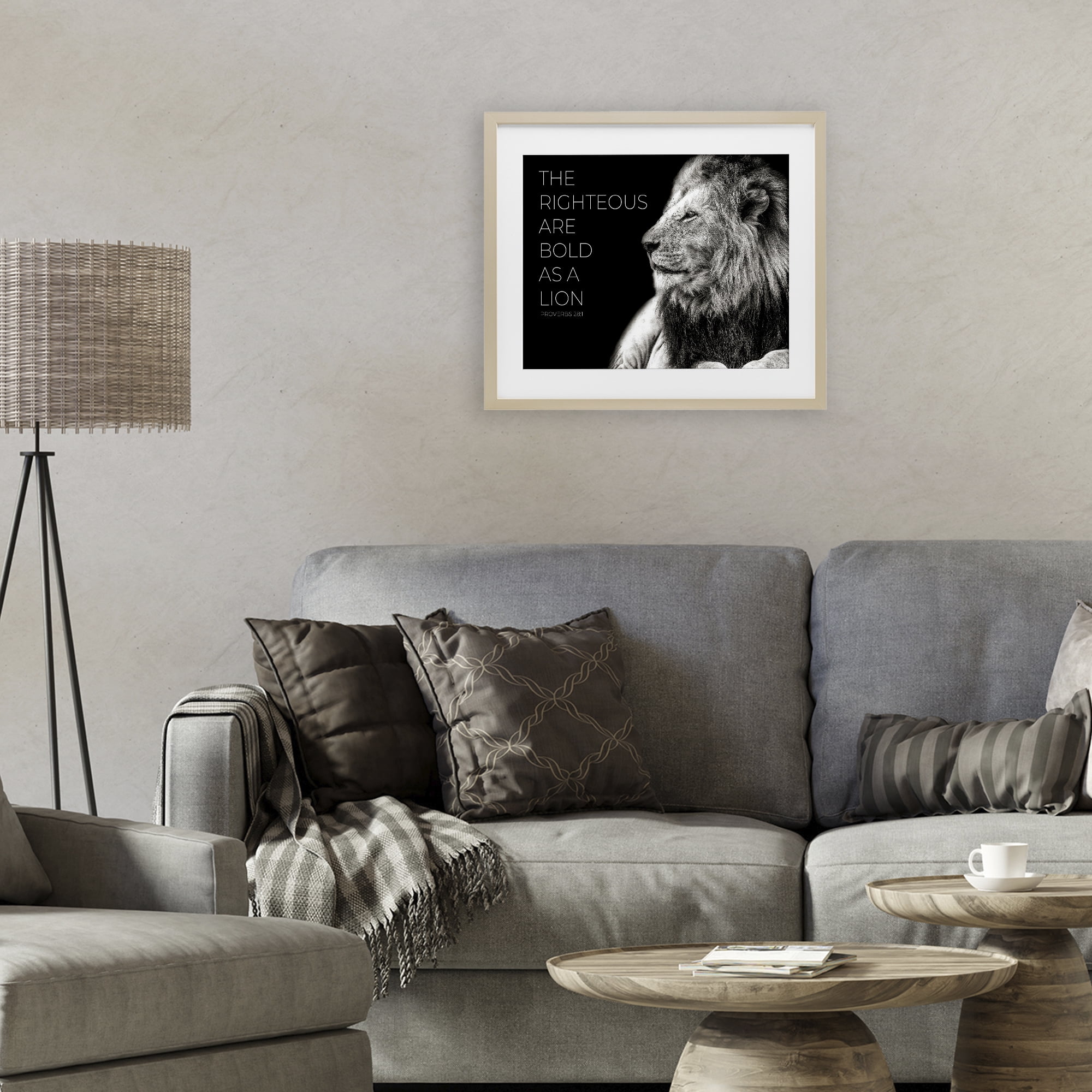 Stupell Industries The Righteous Bold As A Lion Birch Framed Print Under Glass, design by Shelley Lake