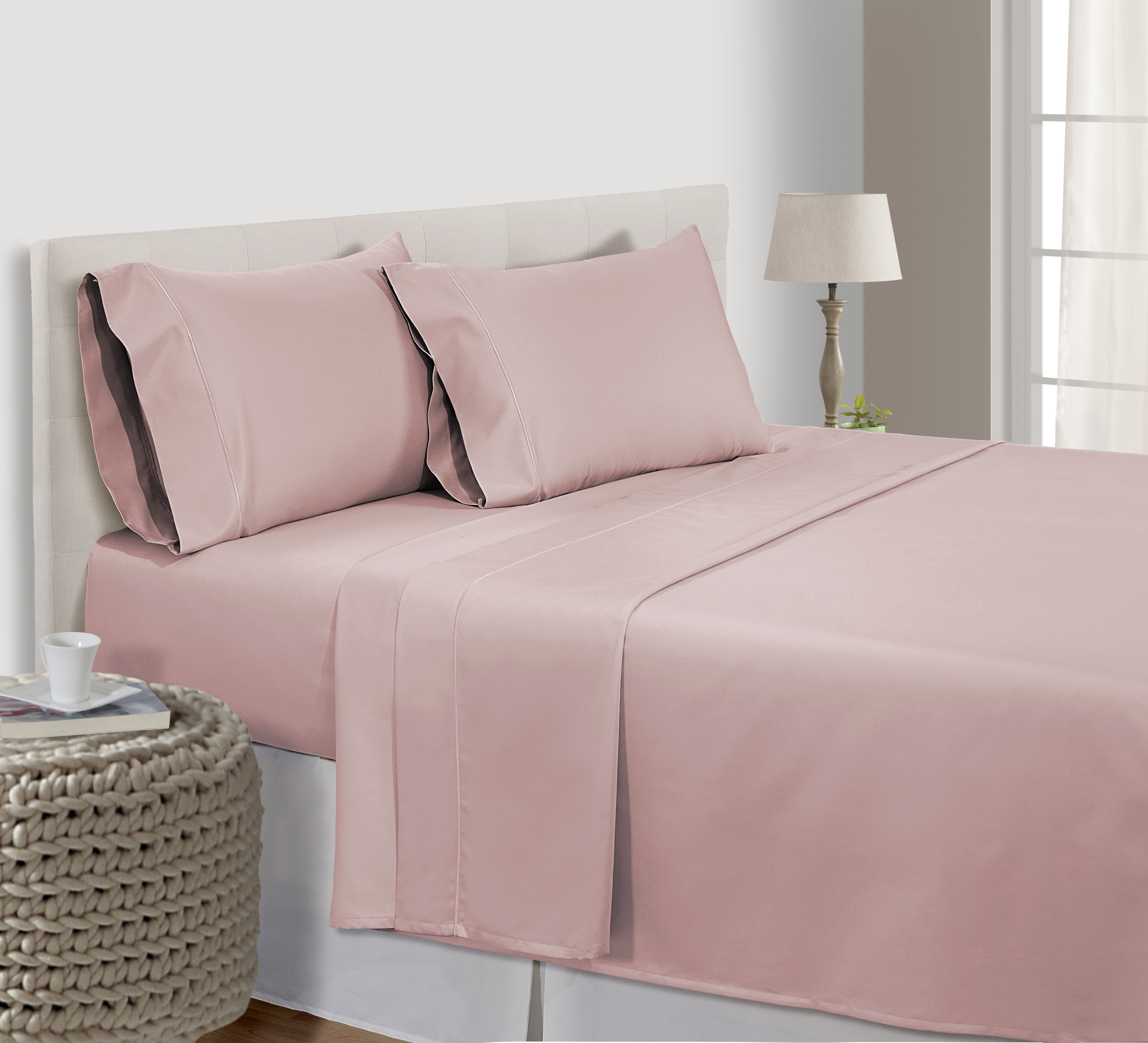 US All Size Bedding Items 100% Pima Cotton 1000 Thread Count Pink Solid 