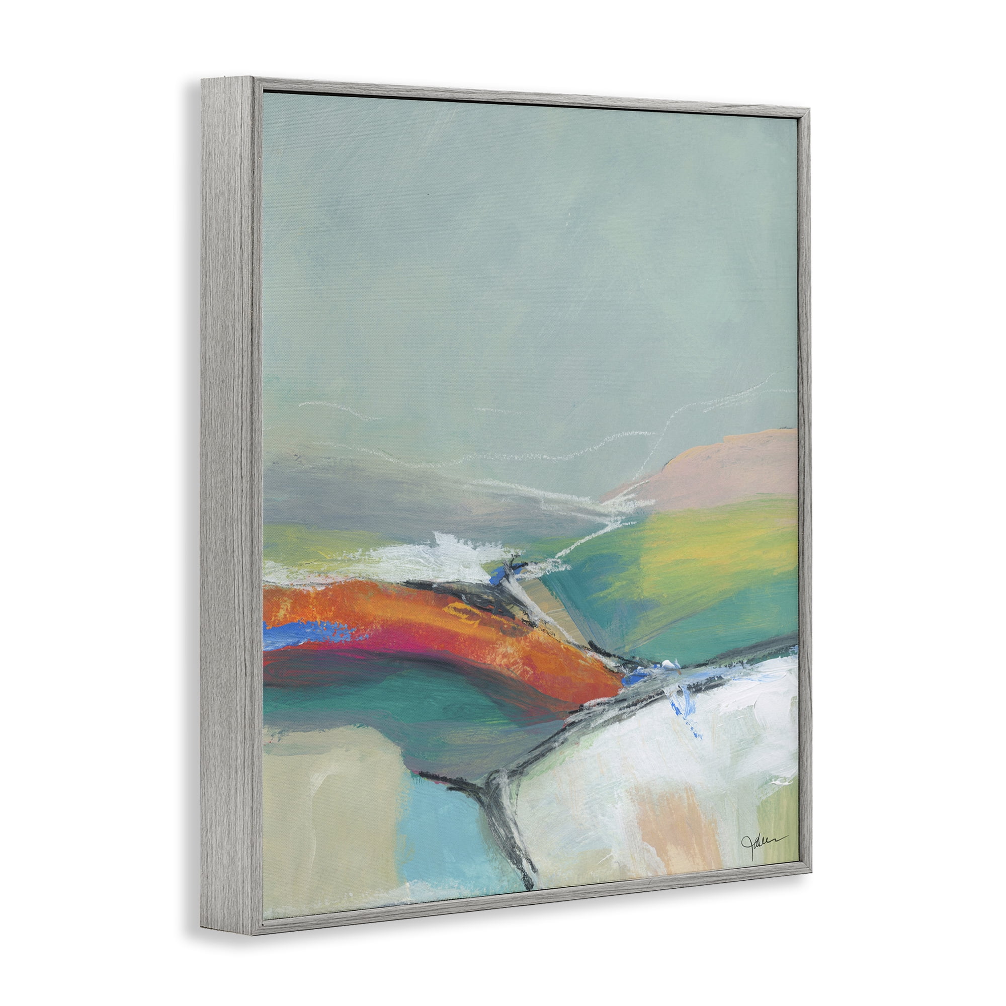 Stupell Industries Abstract Rolling Hills Abstract Painting Gray Framed Art Print Wall Art, 11 x 14