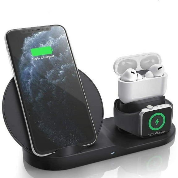 Wireless Charger, 3 in 1 Wireless Charging Station for Apple Watch, AirPods Pro/2,Magnetic Wireless Charging Stand for iPhone 11 Pro Max/X/XS/XR/8Plus,Black
