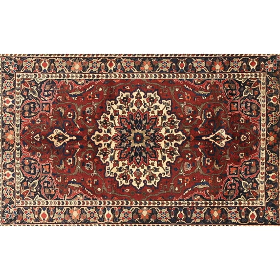 Ahgly Company Indoor Rectangle Traditional Saffron Red Medallion Area Rugs, 3' x 5'
