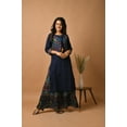 thumbnail image 2 of DWEEP SARA Women’s Blue Kutch Work Cotton Kurta Jacket Skirt Set Ajrak Print,  XL/42, 2 of 8
