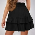 thumbnail image 6 of Xdegoge Skirts for Girls Linen High Elastic Waisted Skirts Tiered Smocked Mini Ruffle Skirt Preppy Flowy Skirt Vacation Casual Short Skirt Black 4T Pantalones Cortos Para Niños, 6 of 6