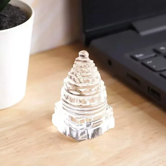 2" Shree Yantra Sri Crystal Quartz Energized Religious Vastu dosha luck Temple