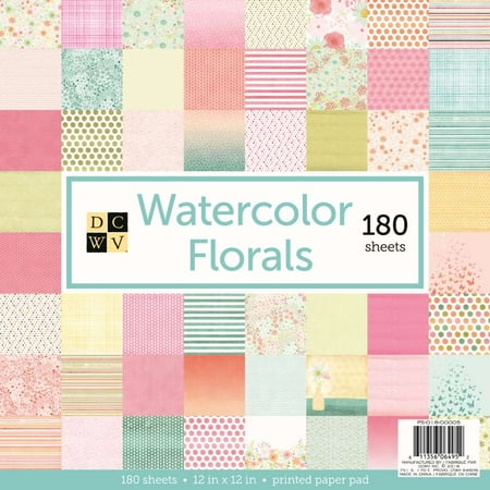- American Crafts DCWV Watercolor Florals Cardstock - Paper Crafting Supplies, Scrapbooking Embellishment - 180 Sheets