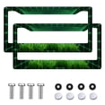 thumbnail image 2 of 2Packs License Plate Frames with Green Tech and Grass Pattern Includes Screws & Caps Full Accessories Included Size 6.3x12.2inch(16x31cm), 2 of 8