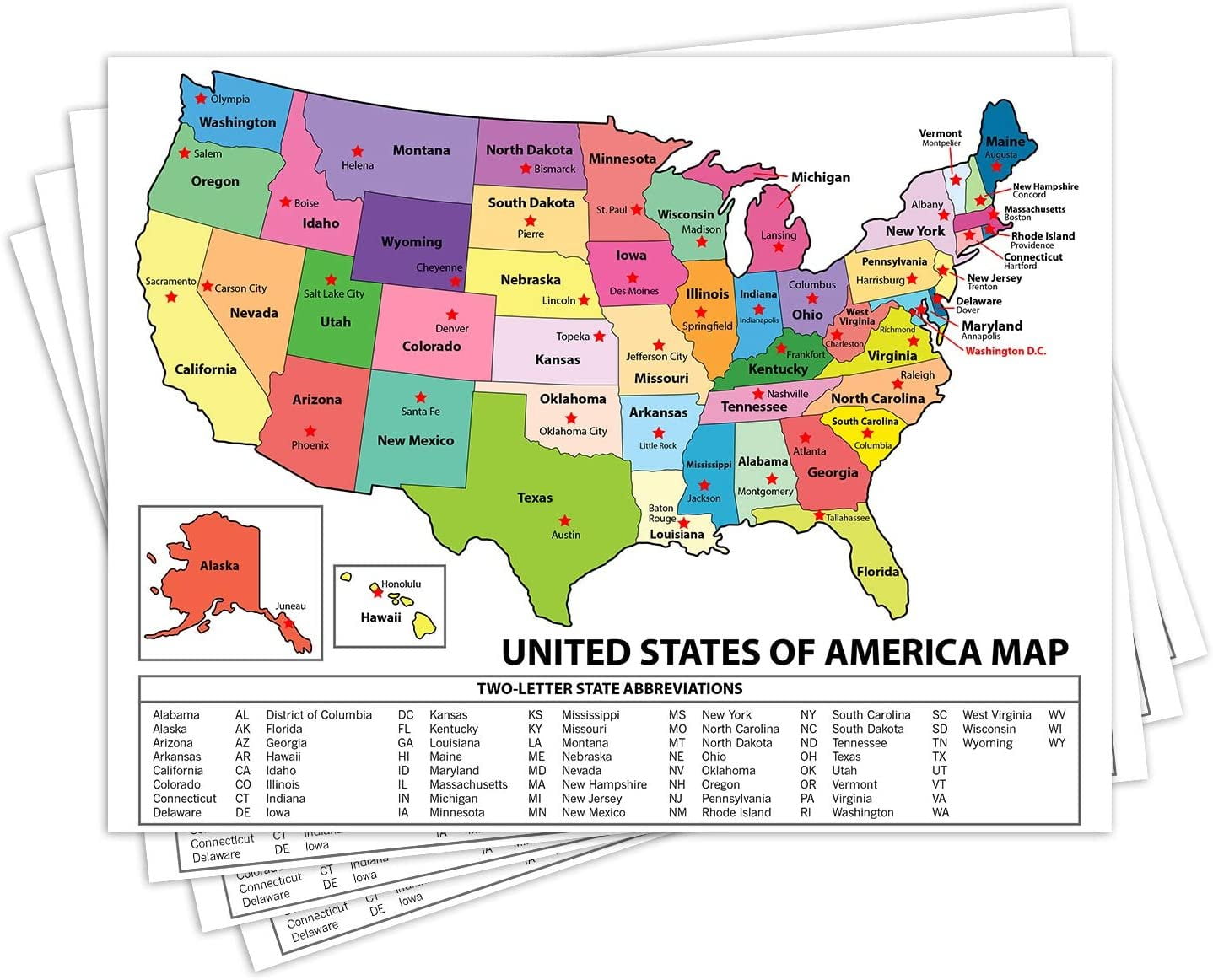 United States Map Usa Poster Us Educational Map With State Capital