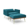 thumbnail image 7 of Recliner Sofa Chair with Ottoman and 2 Side Pockets, Wood Sofa Frame with Tufted Velvet Upholstered and Metal Legs, Adjustable Backrest Sofa Chair Suitable for Living Room and Office, Teal Blue, 7 of 7
