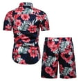 thumbnail image 3 of Mens Hawaiian Shirt and Short Sets Outfits 2 Piece Casual Beach Floral Track Suit, 3 of 7