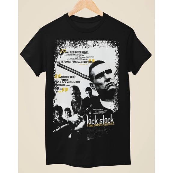 Reprint Rare Lock, Stock & Two Smoking Barrels - Movie Poster Inspired Unisex Black T-Shirt