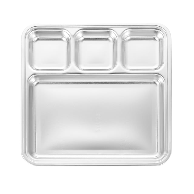 Assiette Divisée en Acier Inoxydable Assiette à Fruits Assiette de Petit-Déjeuner Assiette de Barbecue