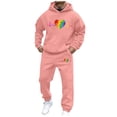 thumbnail image 3 of VBTAPA Two Piece Tracksuit Set for Men Long Sleeve Hoodie Sweatsuits Casual Athletic Outfits Hooded Sweatshirt and Sweatpants Jogging Matching Suit Clearance Sale Pink XXXL, 3 of 6